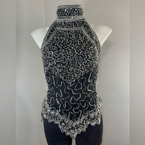 Vintage sequins top Black and silver